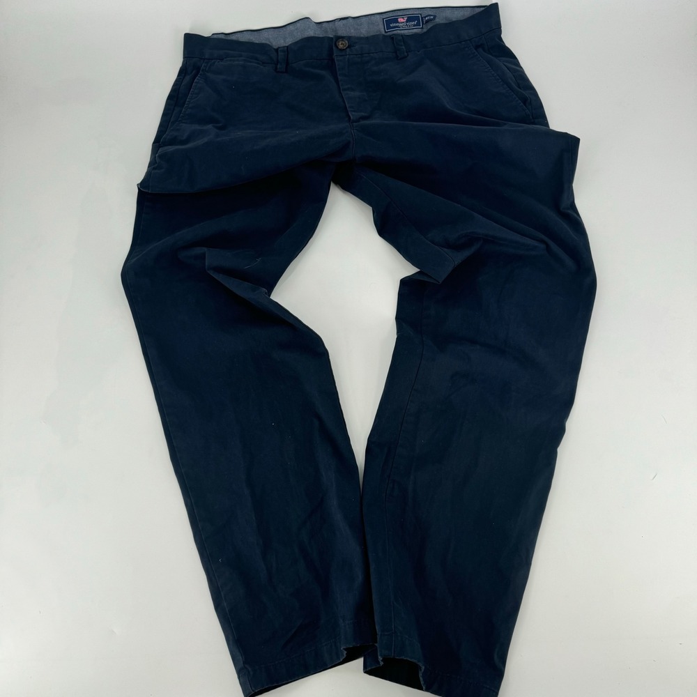 Vineyard Vines Mens 38x32 Navy Blue Breaker Pants Chino Straight Leg Stretch